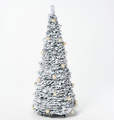 6' Flocked Pre-Lit Pop-Up Tree - silver/gold