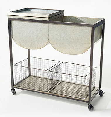 Entertainment & Garden Metal Galvanized Cart