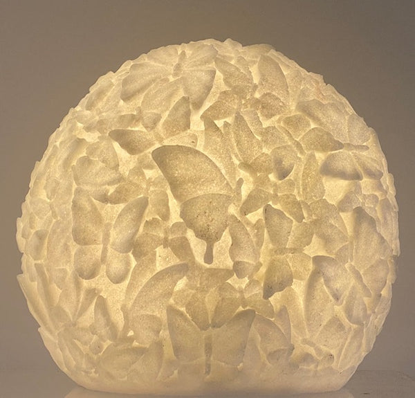 Barbara King 12“ Illuminated Butterfly Embossed Sandstone Disk