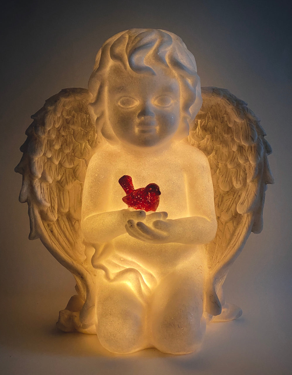 Barbara King Sandstone Angel with Cardinal in Hand