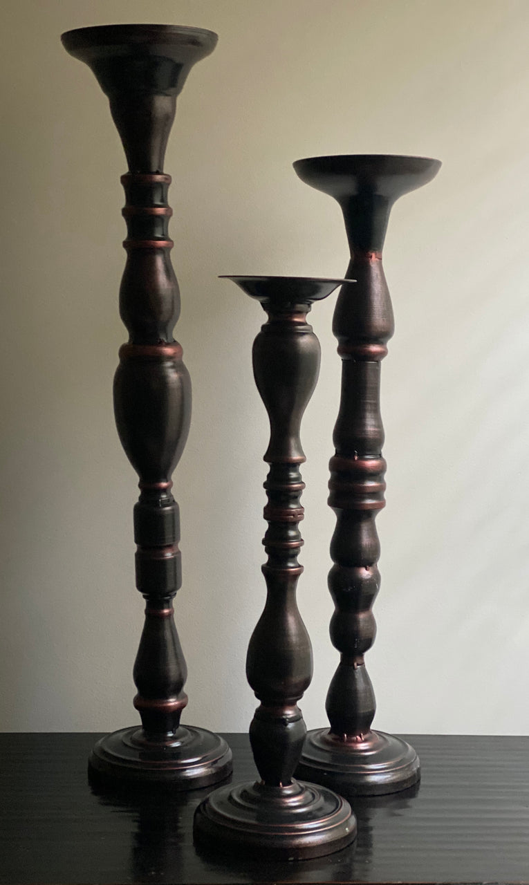 Barbara King Set of 3 Oversized Farmhouse Style Candlesticks