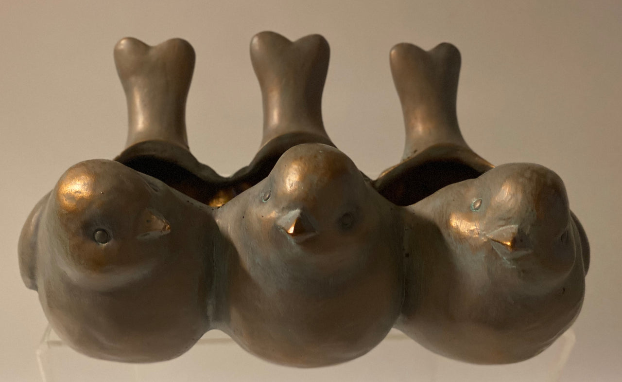 Barbara King Metallic Finish Bird Trio Planter