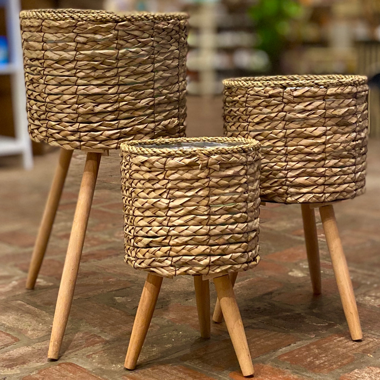 Set of 3 Rattan Planters