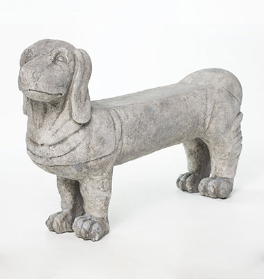 Faux Stone 46" Long Animal Garden Bench - Dog