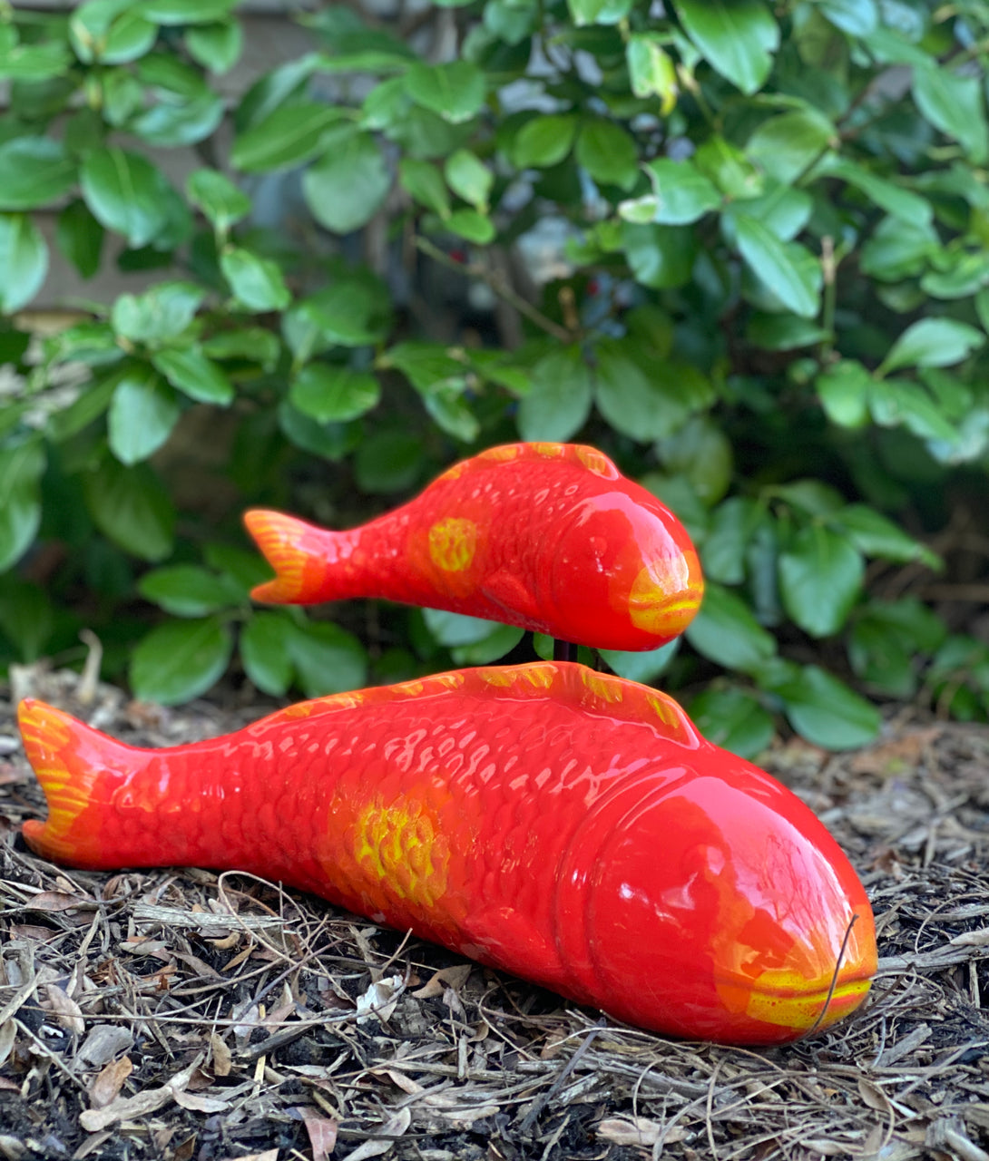Barbara King Decorative Set of 2 Ceramic Garden fish with stake